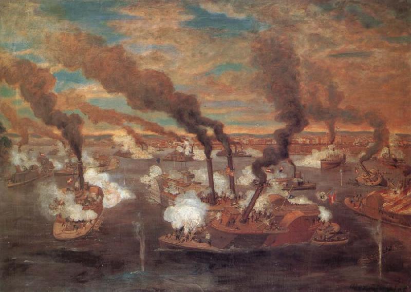 unknow artist The Great Naval Battle at Memphis France oil painting art